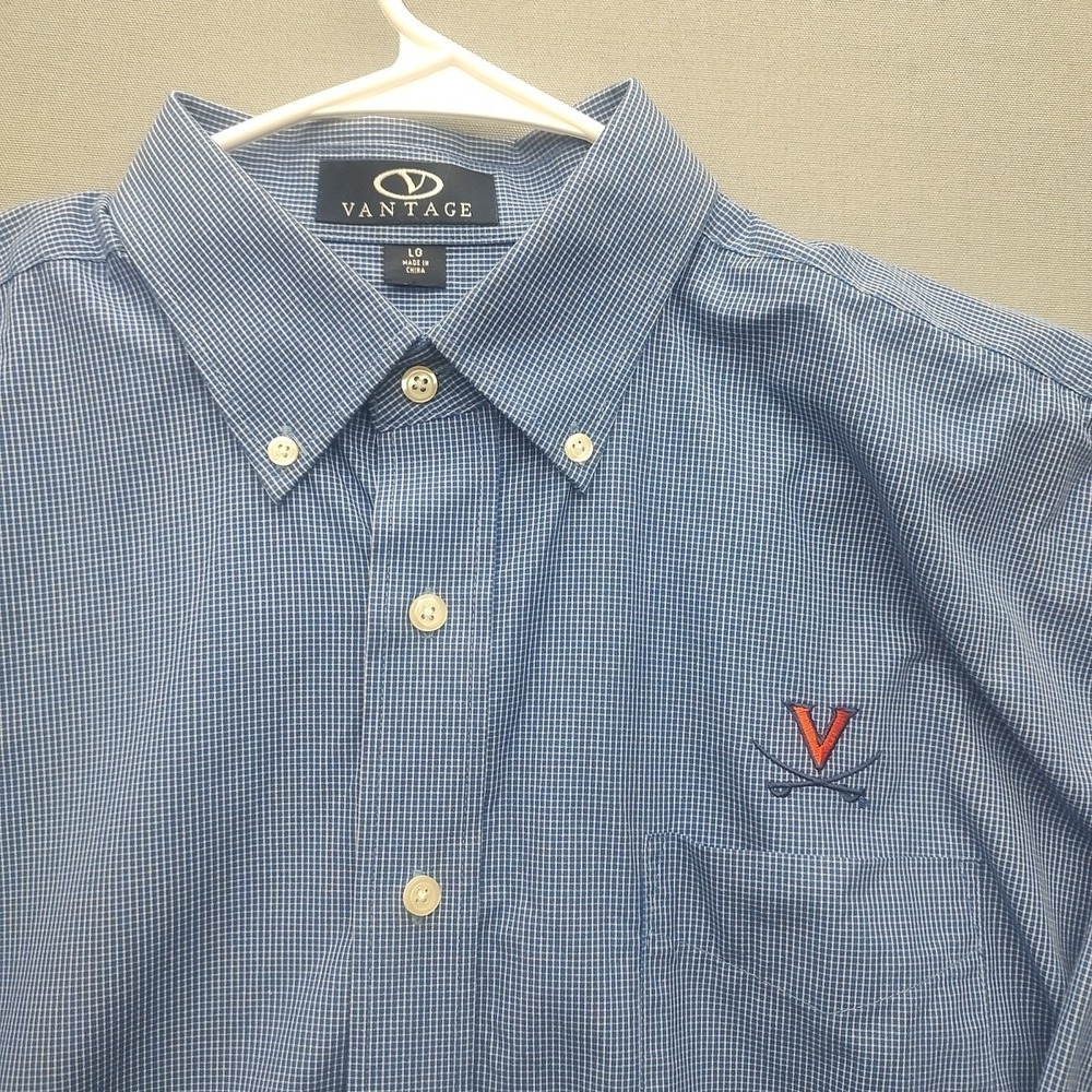 Virginia Cavaliers Vantage Men's Blue Button Up Shirt Long Sleeve‎ Large